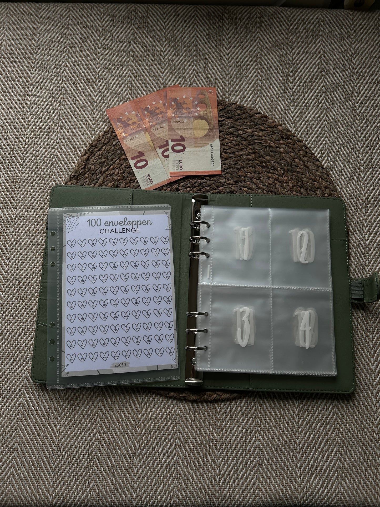 Binder A5 - 100 enveloppen challenge groen